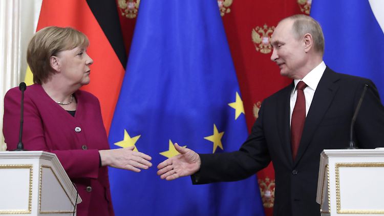 Merkel und Putin bei einem ihrer zahlreichen Treffen - das Bild entstand im Januar 2020.