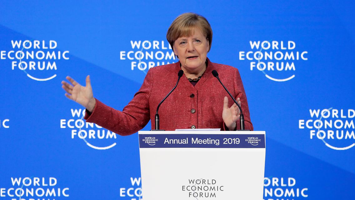 Merkel in Davos am 23. Januar 2019.