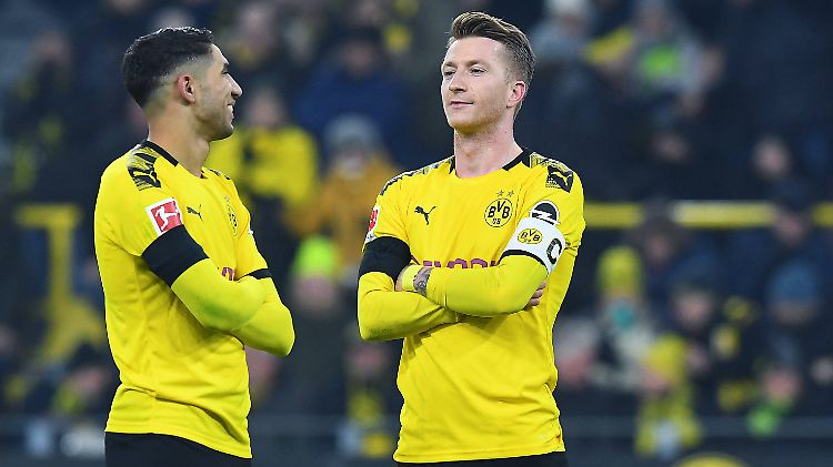 Läuft: Torschütze Marko Reus, rechts, und Achraf Hakimi.