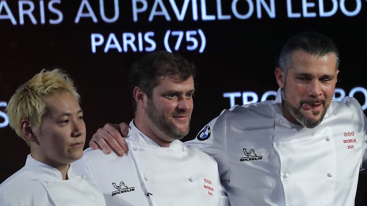 Kei Kobayashi (l.), Christopher Coutanceau (M) und Glenn Viel (r.): drei Drei-Sterne-Köche.