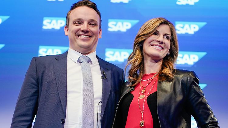 Schlimme und gute Nachrichten auf der Bilanz-PK: Christian Klein und Jennifer Morgan führen SAP seit Oktober. 