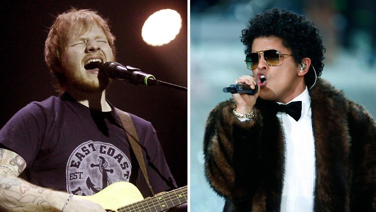 Ed Sheeran (l.) und Bruno Mars (r.): "Ihr" Label Warner Musik strebt an die Börse.