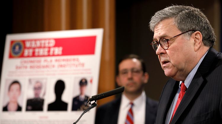 "Ein beunruhigendes Muster": US-Justizminister Barr beschuldigt China, den größten Hackerangriff aller Zeiten auf die Hälfte der US-Bürger beauftragt zu haben.