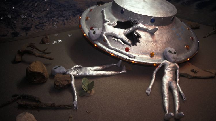 Nahe Roswell soll angeblich 1947 ein Ufo abgestürzt sein, seit 1991 gibt es im Ort ein Ufo-Museum - hier ein Teil der Ausstellung.