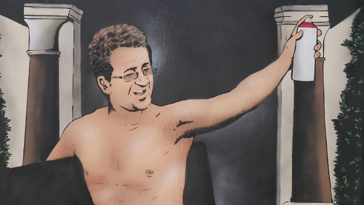 Banksy versteckt sich vor der Öffentlichkeit. Nun soll ein Gemälde von JPS sein Gesicht zeigen.
