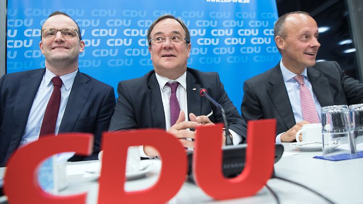 Die derzeit aussichtsreichsten Kandidaten für AKKs Nachfolge: Jens Spahn, Armin Laschet und Friedrich Merz.