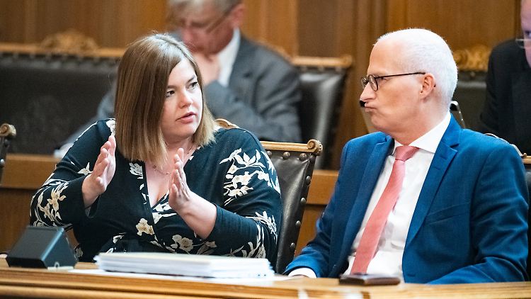 Regierungspartner und Wahlkampfgegner: Katharina Fegebank und Peter Tschentscher.