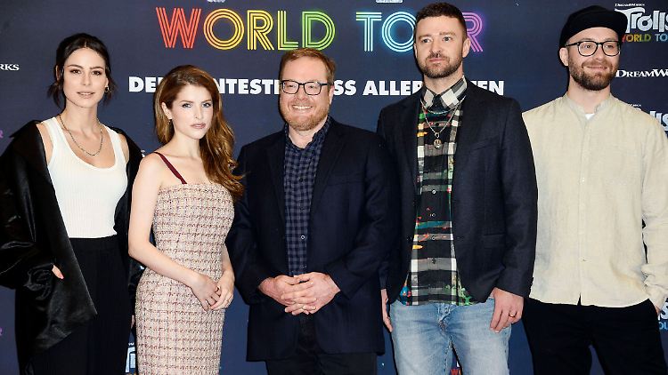 Bitte lächeln: Lena, Anna Kendrick, Walt Dohm, Justin Timberlake und Mark Forster beim Fototermin in Berlin.