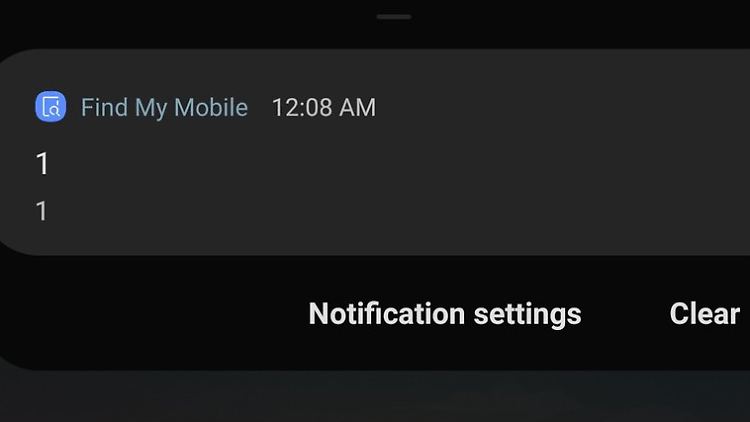 So sieht die mysteriöse Nachricht von Samsungs Suchdienst "Find My Mobile" aus.