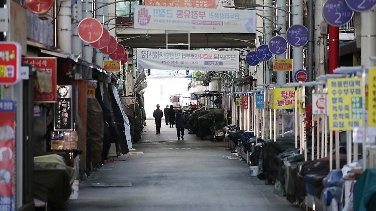Ein Markt in Daegu, 300 Kilometer südöstlich von Seoul, ist geschlossen.