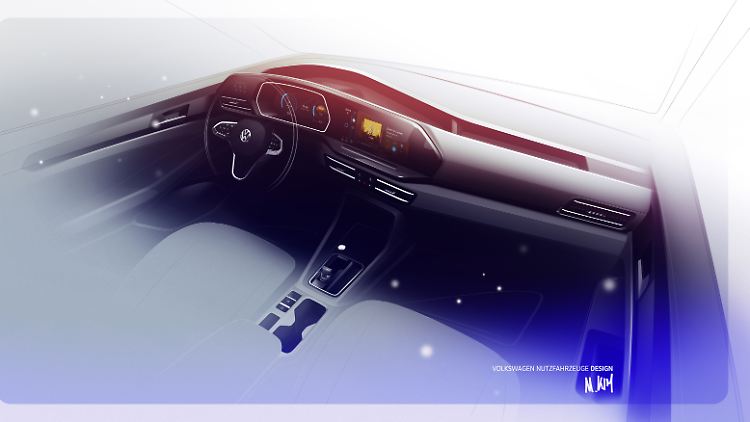 In den Innenraum des Caddy hat VW noch nicht gucken lassen, zeigt aber eine Designstudie, die sehr nah an der Realität sein dürfte.