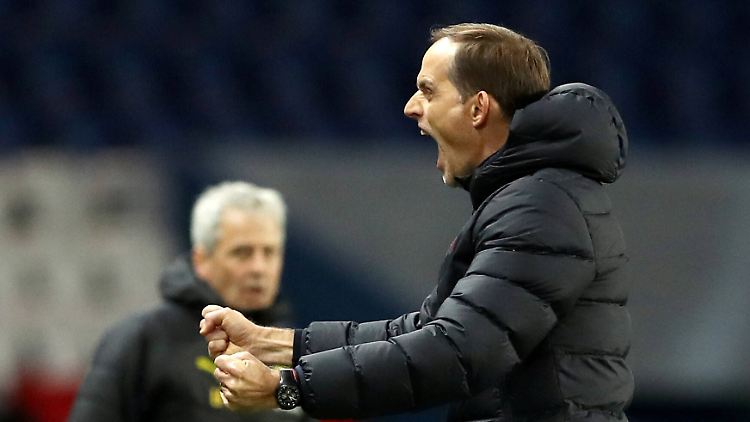 Thomas Tuchel triumphiert über seinen Ex-Klub Borussia Dortmund - und ist anschließend überaus gut gelaunt.