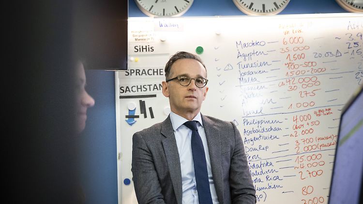 Außenminister Heiko Maas im Krisenreaktionszentrum des Auswärtigen Amts.