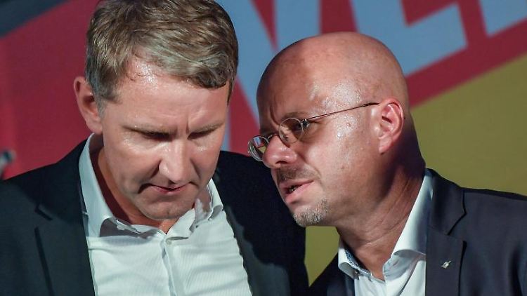 Höcke (l.), Landeschef in Thüringen, und Kalbitz (r.), Landeschef in Brandenburg, haben den "Flügel" aufgelöst, bleiben aber in der AfD aktiv. 