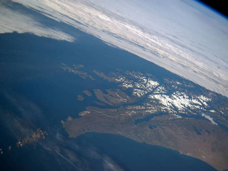 Dieses Panoramabild vom 14. Februar 2014 zeigt Teile von Chile und Argentinien von der ISS aus.