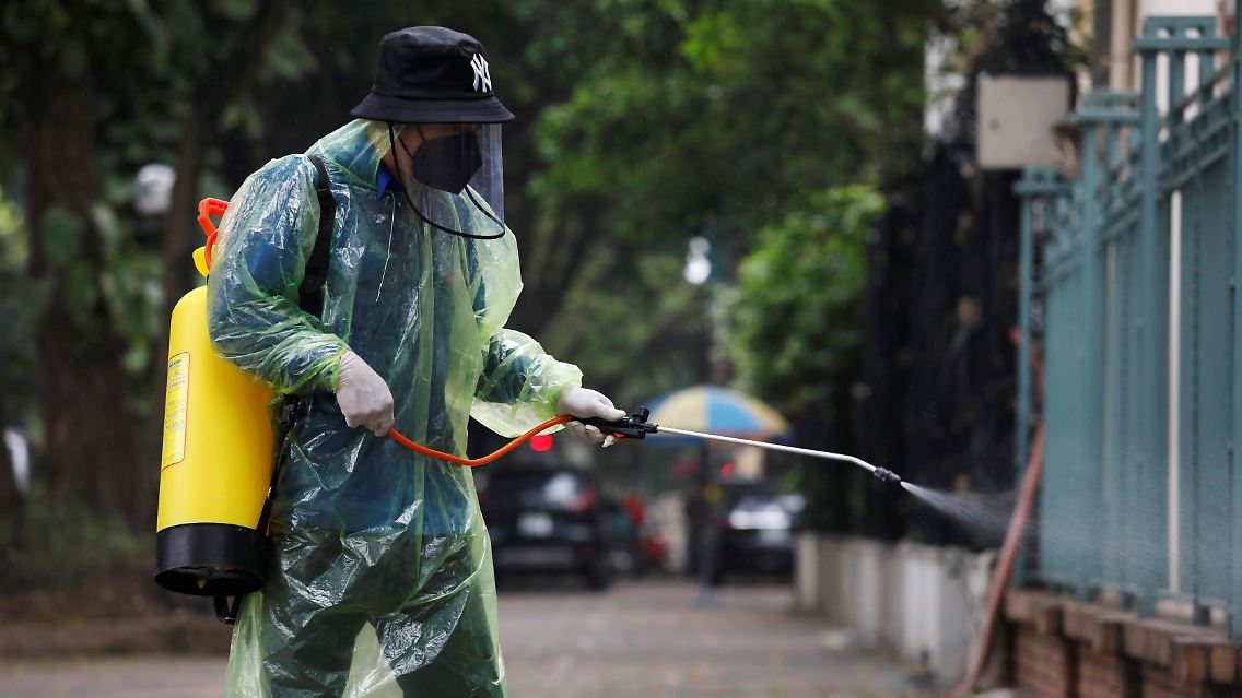Desinfektionsmaßnahmen in Hanoi.