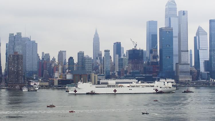 Bilder wie aus einem Alptraum: Ein Lazarettschiff der US Navy geht vor Manhattan in Position, um Covid-19-Patienten zu retten.