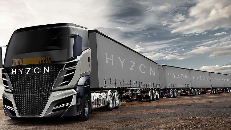 Mit 50 Metern Länge und 140 Tonnen dürfte der Hyzon Long-Truck ein sehr beeindruckendes Gefährt werden.