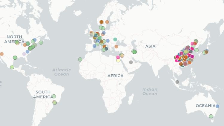 Die "Map of Hope" zeigt die weltweiten Aktivitäten im Kampf gegen die aktuelle Pandemie.