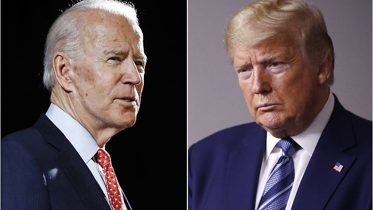 Joe Biden (l.) gegen Donald Trump (r.): Notfalls kann sich Biden auch einen Schlagabtausch via Videokonferenz vorstellen, oder online.
