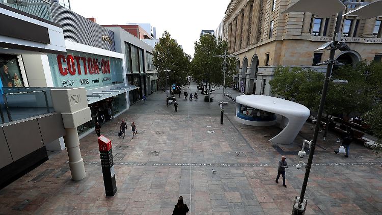 Auch in Australien sorgen Beschränkungen zur Eindämmung des Coronavirus für ungewohnte Bilder - wie ein leeres Perth CBD.