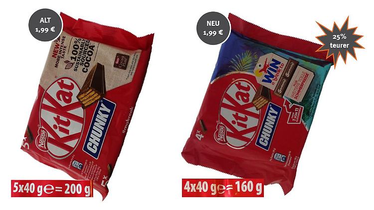 Es ist nicht das erste Mal, dass Nestlé die Füllmenge bei den KitKat-Chunky- Riegeln reduziert hat.