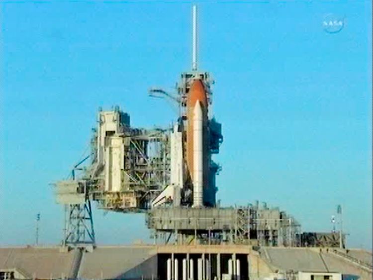 Die Raumfähre Discovery auf der Startrampe in Cape Canaveral.