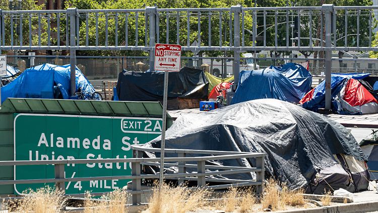Obdachlosen-Schlafplätze in Los Angeles.
