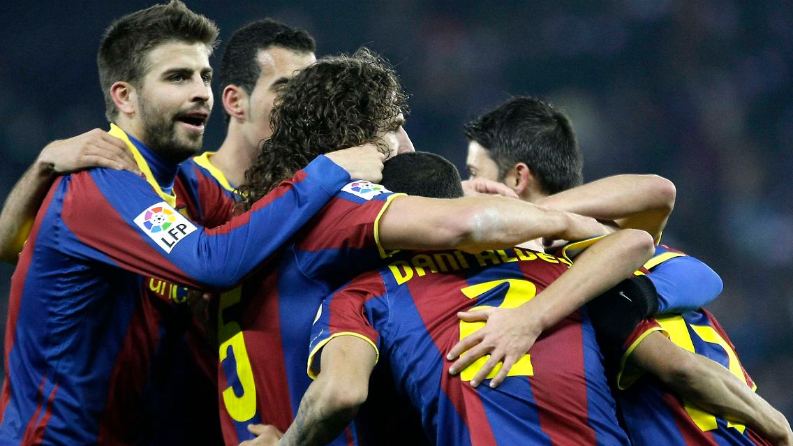 Welch Freude: Barças Spieler feiern den Triumph.