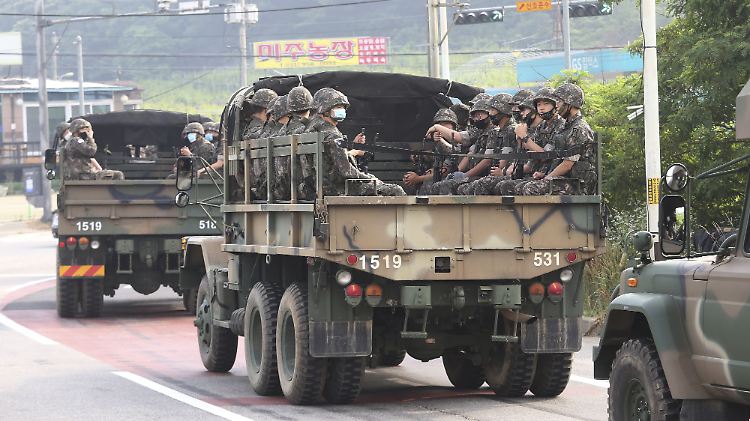 Südkoreanische Soldaten nahe der entmilitarisierten Zone. Es brodelt wieder zwischen den beiden Nachbarn Nord- und Südkorea.