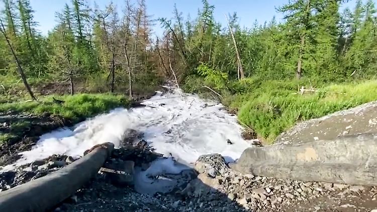 Video beweisen, dass der russische Konzern mit Schwermetallen und Säure belastetes Abwasser in einen Fluss leitet, der wiederum in einen See 2900 Kilometer nordöstlich von Moskau mündet..