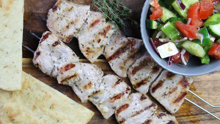 Souvlaki: Für das Originalrezept wird Schweinefleisch benutzt.
