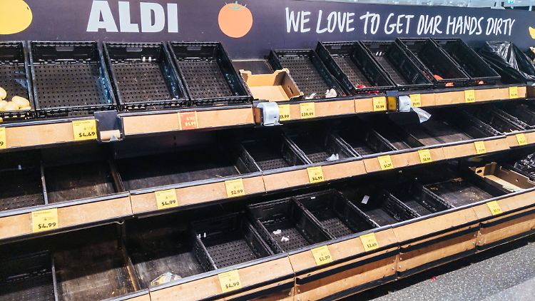 Aldi-Markt in Melbourne am 8. Juli: ziemlich leere Regale.