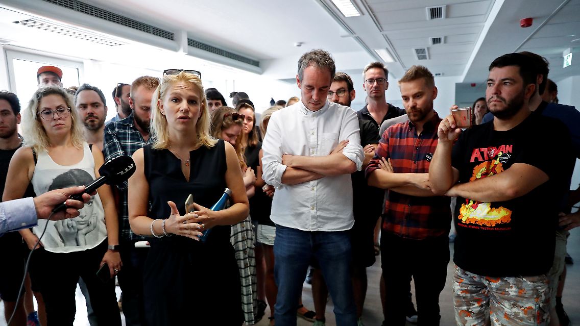 Angestellte der Webseite Index.hu in Budapest - Kündigung aus Protest.
