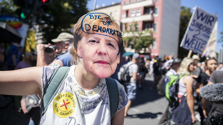 Bei der Demonstration gegen die Corona-Beschränkungen am 1. August.