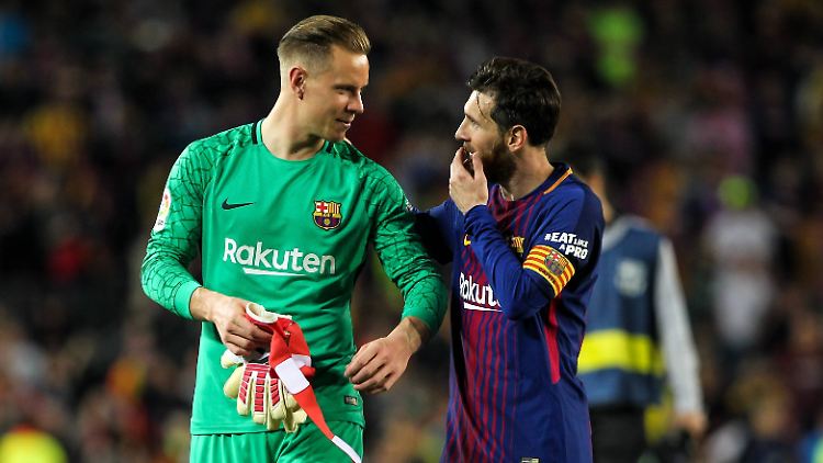 Marc-André ter Stegen und Lionel Messi müssen ihren Verein retten.