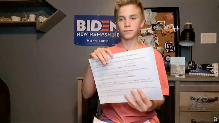 Der 13-jähriger Brayden Harrington rührte beim Parteitag der US-Demokraten mit seiner Geschichte.