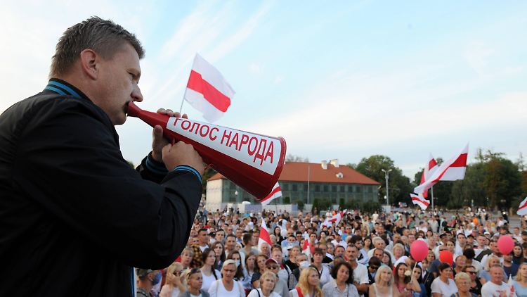 Protest in Hrodna am 20. August.