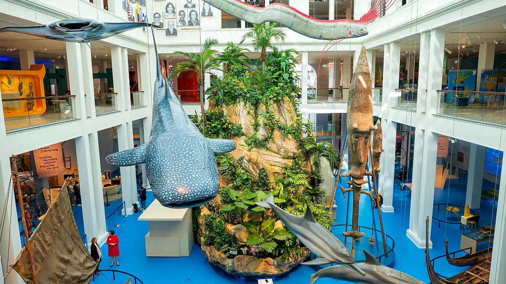 Mitten-im-Museum-ragt-eine-zehn-Meter-hohe-bepflanzte-Insel-empor