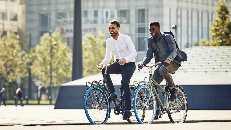 Die blauen Reifen sind das Markenzeichen von "Swapfiets".