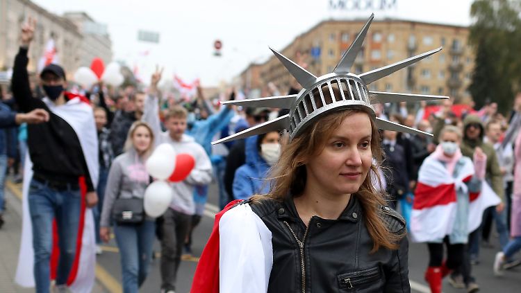 Bei den Protesten am Sonntag in Minsk.