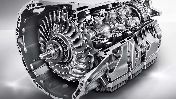 Die Wandlerautomatik wechselt die Übersetzungsstufen über verschieden große Planetengetriebe.