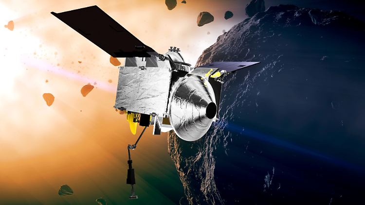 Diese künstlerische Darstellung zeigt, wie sich "Osiris-Rex" dem Asteroiden annähert.