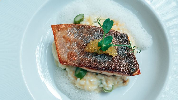 Seesaibling nach einem Rezept aus dem Restaurant "Stomach", das in einem alten, heimeligen Gebäude mit einem magischen Innenhof liegt.