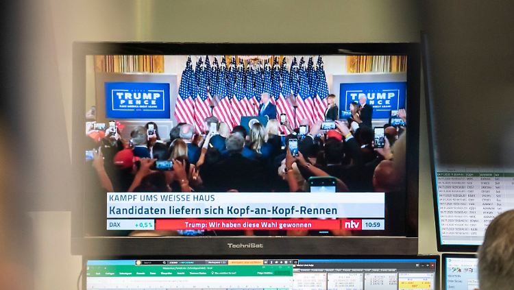 Auch an der Frankfurter Börse wird die Präsidentschaftswahl in den USA verfolgt.