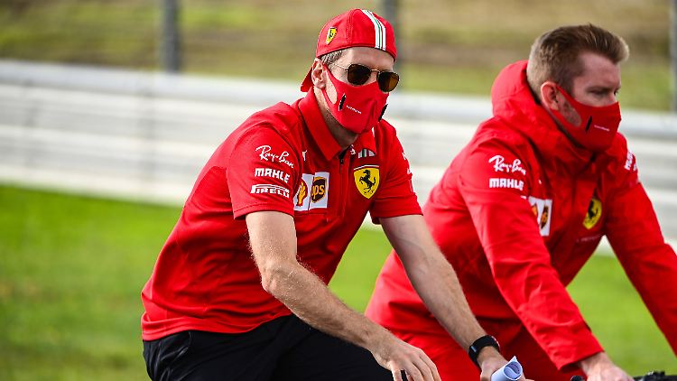 Schneller als mit dem Fahrrad ist Vettel sogar im Ferrari.