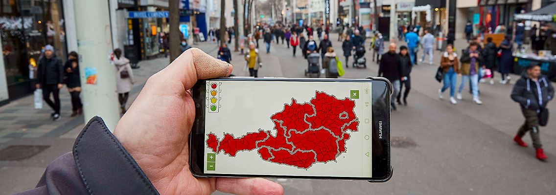 Alles rot - ganz Österreich ist Corona-Risikogebiet.
