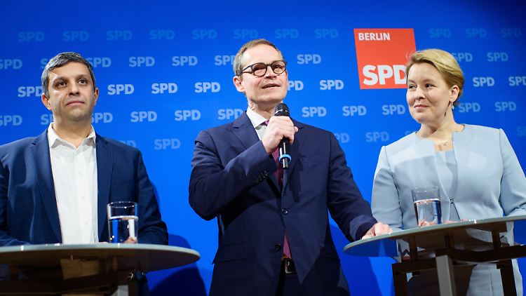 Die Neuen und der Alte: Saleh. Müller, Giffey. (Archivbild)