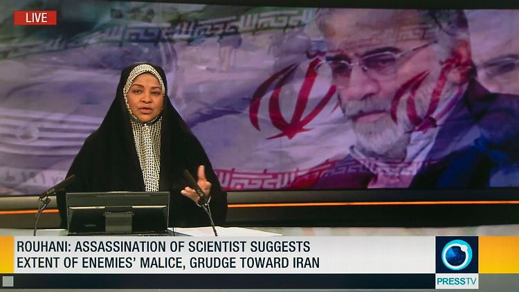 Das englische Programm des iranischen Staatsfernsehens berichtete über den Mord an dem führenden Atomphysiker, für den der Iran Israel verantwortlich macht.