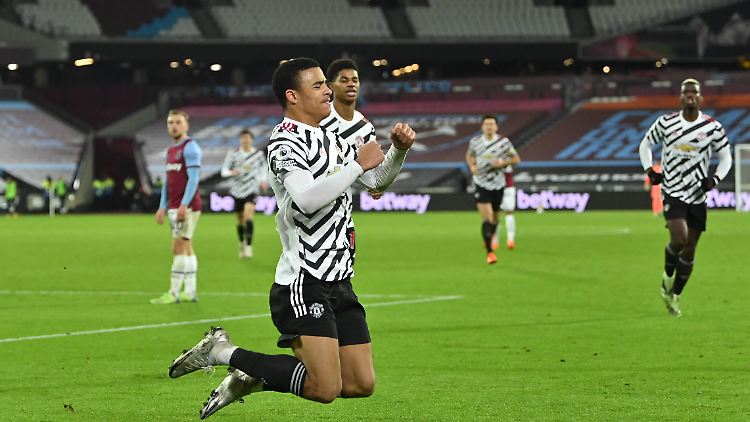 Mason Greenwood bejubelt seinen Treffer zum 2:1 gegen West Ham United.